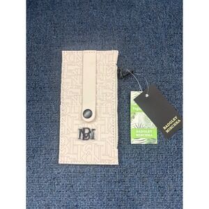Badgley Mischka Vegan Leather Monogram Card Holder Wallet Cream Zippered NWT